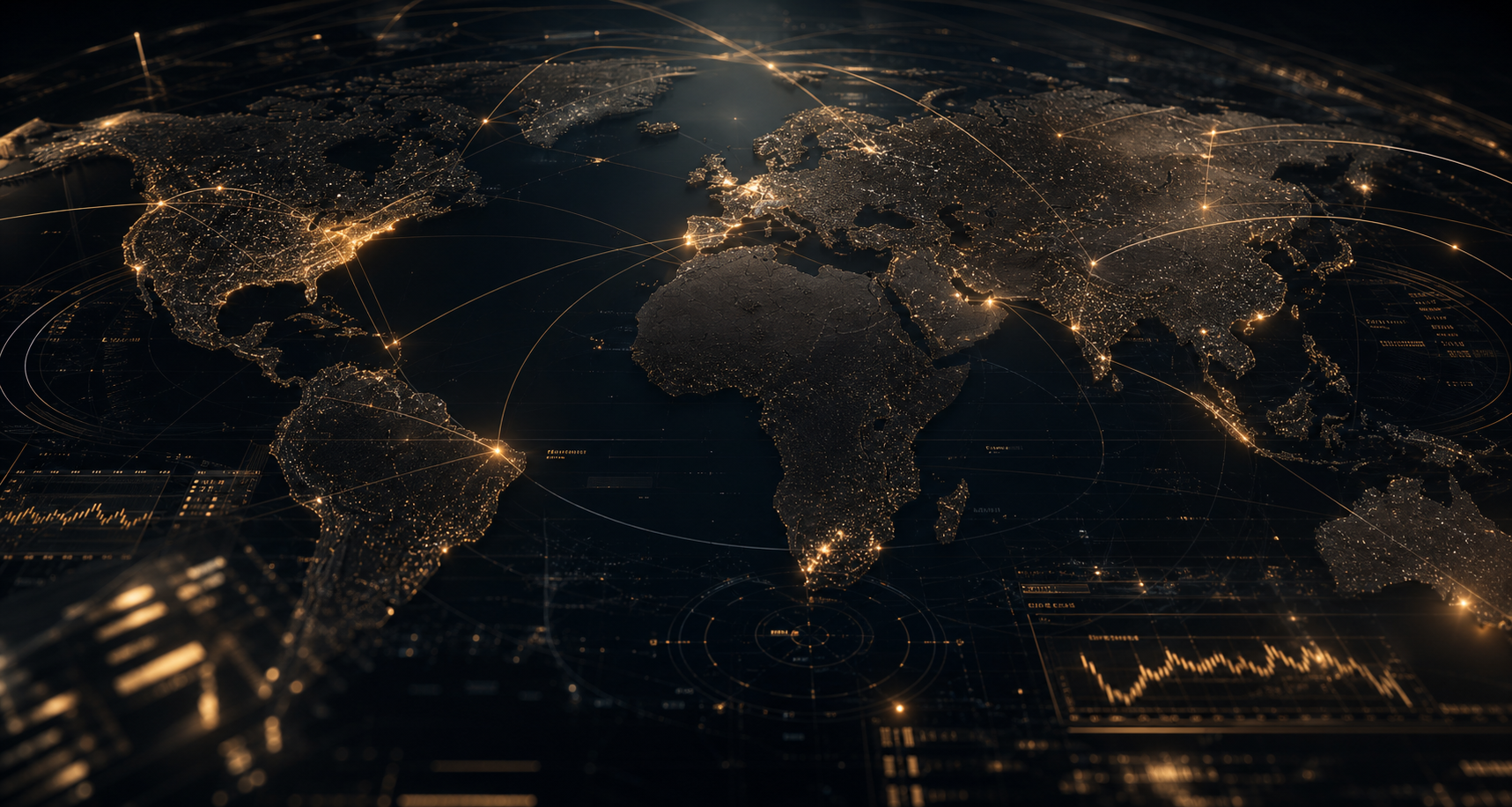 Abstract global commodity trade infrastructure visualization